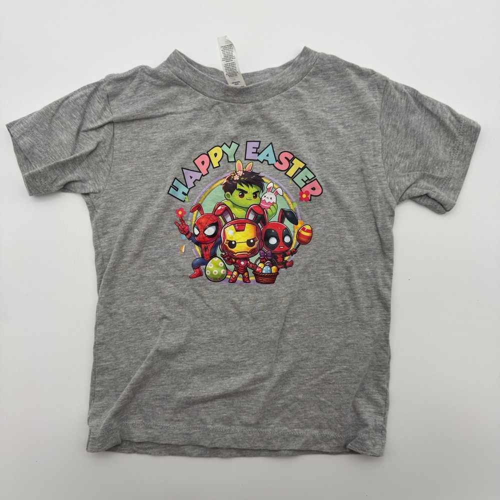 Marvel Happy Easter Avengers Toddler T-Shirt Gray Hulk Spider-Man 3T‎